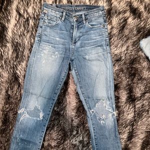CITIZENS OF HUMANITY CROP ROCKET SKINNY DISTRESSED DENIM 24 LT WASH